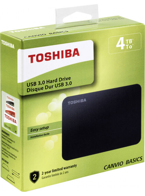 DISCO DURO EXTERNO TOSHIBA CANVIO BASICS HDTB440EK3CA - 2.5"/6.35CM - 4TB - USB 3.0 - MAX TRANSFERENCIA 5GBPS - ALIMENTACIÓN USB - INDICADOR LED (CANON DIGITAL INCLUIDO 4€) CONSULTE PRECIO A SU COMERCIAL