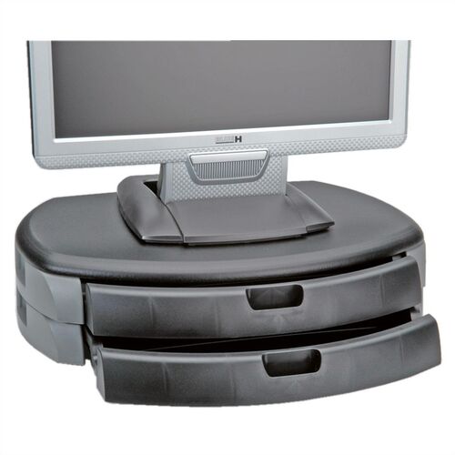 SOPORTE CON CAJONES PARA MONITOR/IMPRESORA EN NEGRO