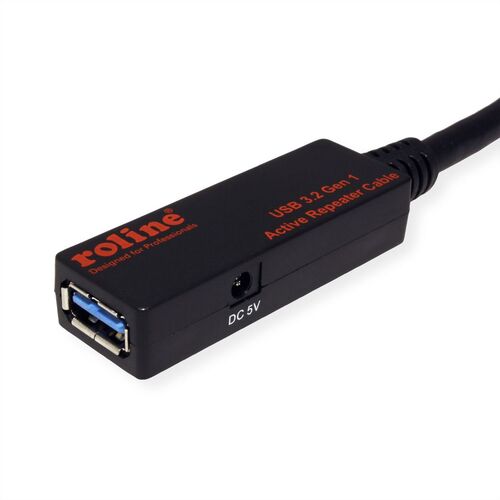 CABLE USB 3.0/3.2 GEN 1 PROLONGADOR ACTIVO 15 METROS NEGRO ROLINE