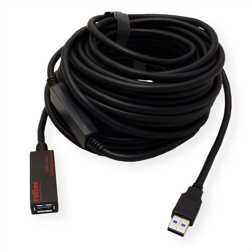 CABLE USB 3.0/3.2 GEN 1 PROLONGADOR ACTIVO 15 METROS NEGRO ROLINE