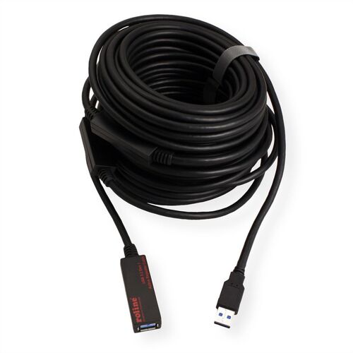 CABLE USB 3.0/3.2 GEN 1 PROLONGADOR ACTIVO 20 METROS NEGRO ROLINE