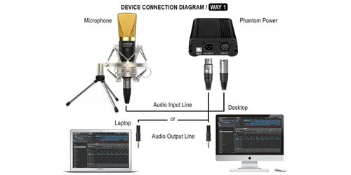 Audibax Berlin 1800 Gold Pack (Negro/Oro) Micrófono Estudio Gran diafragma