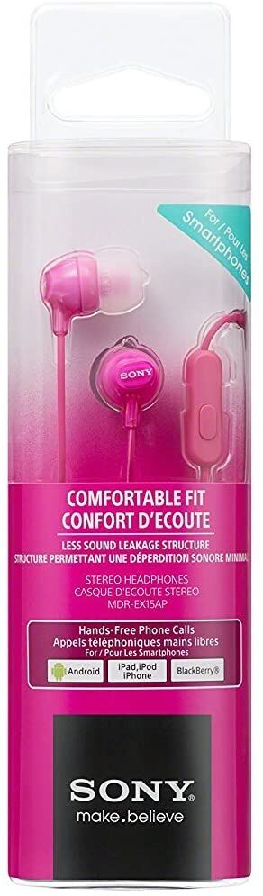 AURICULARES DE BOTON INTRA AURAL CON MICROFONO 1,2 METROS ROSA SONY