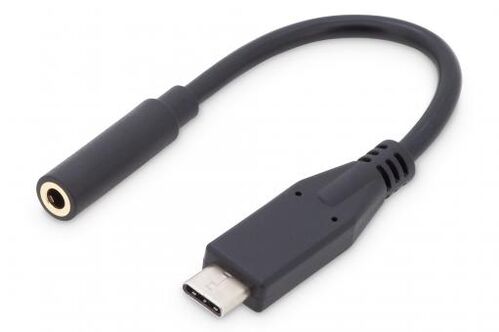 CONVERTIDOR USB TIPO C USB 3.1MACHO-JACK 3,5 MM HEMBRA 20 CM NEGRO