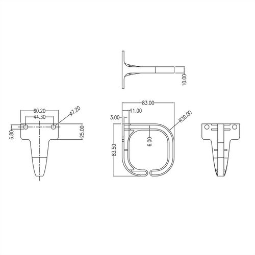 Organizador de cables de 19", 80x80 mm, plástico, negro Value