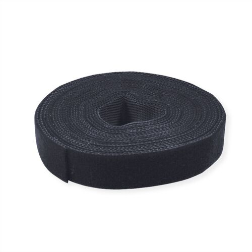 Rollo para organizar/sujetar cables , Ancho 10mm, negro, 25 m VALUE