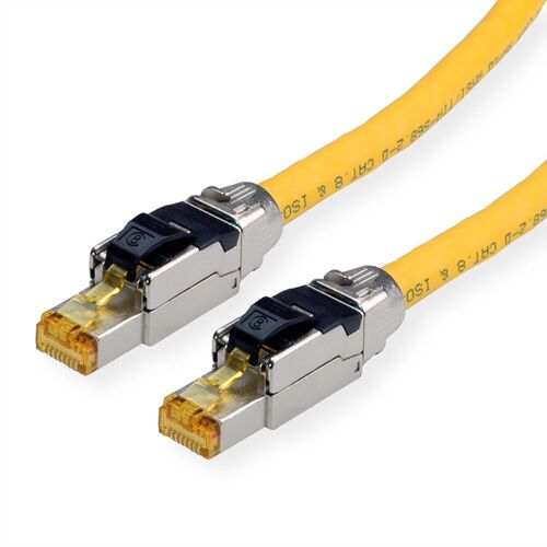 LATIGUILLO RJ45 1 M  CAT. 8 (CLAS I)  S/FTP (PiMF) , SOLIDO , LSOH, AMARILLO, ROLINE