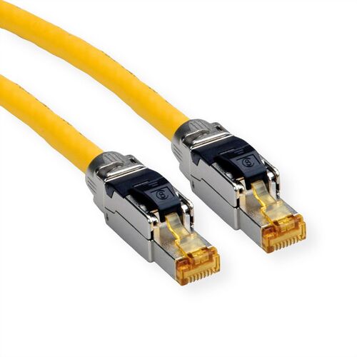 LATIGUILLO RJ45 1 M  CAT. 8 (CLAS I)  S/FTP (PiMF) , SOLIDO , LSOH, AMARILLO, ROLINE