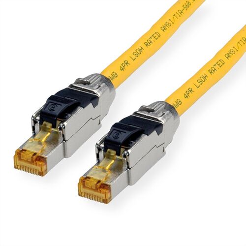 LATIGUILLO RJ45 1 M  CAT. 8 (CLAS I)  S/FTP (PiMF) , SOLIDO , LSOH, AMARILLO, ROLINE