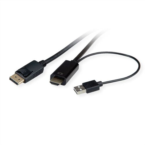 CABLE UHDTV (HDMI)  - DISPLAY PORT DP, M/M,  2 M. 4K 60Hz  NEGRO ROLINE