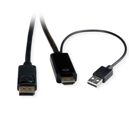 CABLE UHDTV (HDMI)  - DISPLAY PORT DP, M/M,  2 M. 4K 60Hz  NEGRO ROLINE