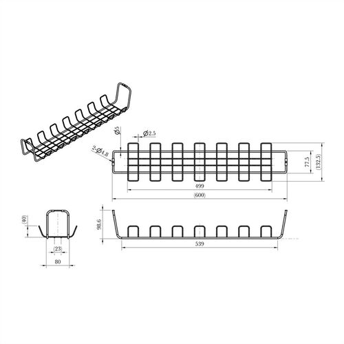 Organizador de cables de rejilla, montaje debajo del escritorio (2 piezas), negro  ROLINE