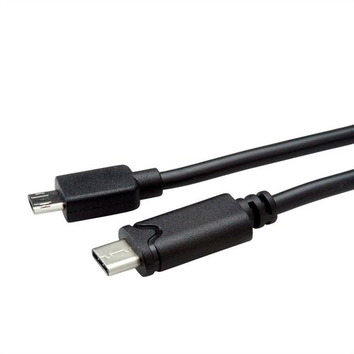 Cable  USB 2.0 3 M.  Tipo  C - Micro B (reversible), M/M, negro, ROLINE