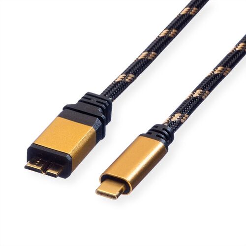 Cable USB 3.2 Gen 1, 1 M., GOLD, tipo C-Micro B, M/M, ROLINE