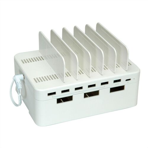 Cargador  USB 7 puertos (5x tipo A, 1x QC3.0, 1x tipo C), con caja de almacenamiento VALUE