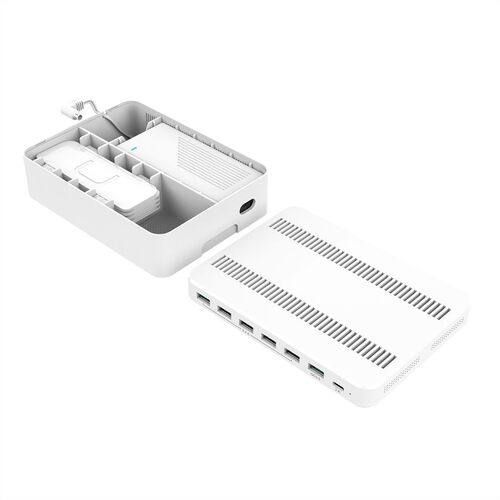 Cargador  USB 7 puertos (5x tipo A, 1x QC3.0, 1x tipo C), con caja de almacenamiento VALUE