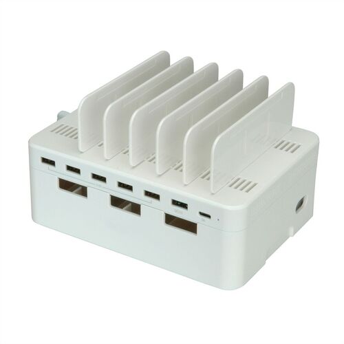 Cargador  USB 7 puertos (5x tipo A, 1x QC3.0, 1x tipo C), con caja de almacenamiento VALUE