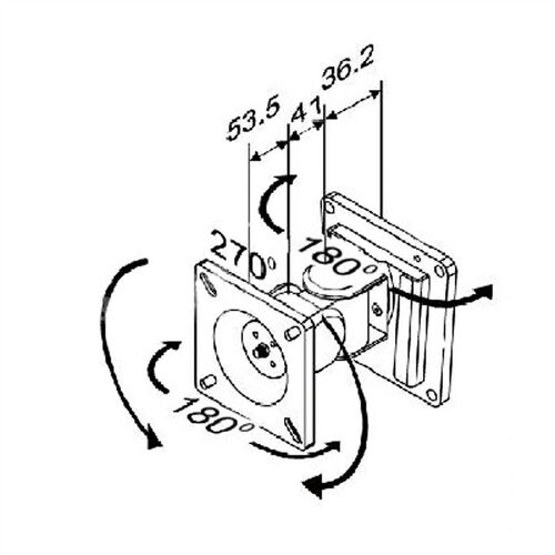 SOPORTE MONITOR LCD/TFT MONTAJE PARED, 2 PUNTOS D/PIVOTE, 270?  VESA 75/100, 15 KGS, METAL NEGRO  VALUE