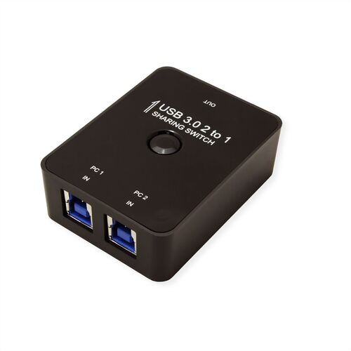 Conmutador Manual USB 3.2 Gen 1 Switch, 2 Puertos, Negro, VALUE