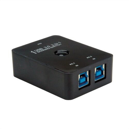 Conmutador Manual USB 3.2 Gen 1 Switch, 2 Puertos, Negro, VALUE