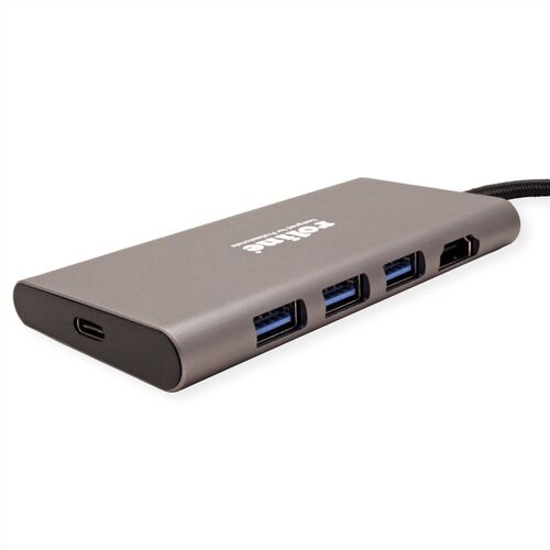 Docking Station USB Tipo C, 4K HDMI, 3x puertos USB 3.2 Gen 1, 1x lector de tarjetas SD/MicroSD, 1x USB Type C PD (Power Delivery) ROLINE