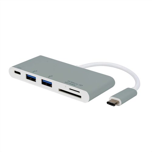 Lector/HUB de tarjetas ROLINE Tipo C + 2x USB 3.2 Gen 1, 1x PD (Power Delivery)