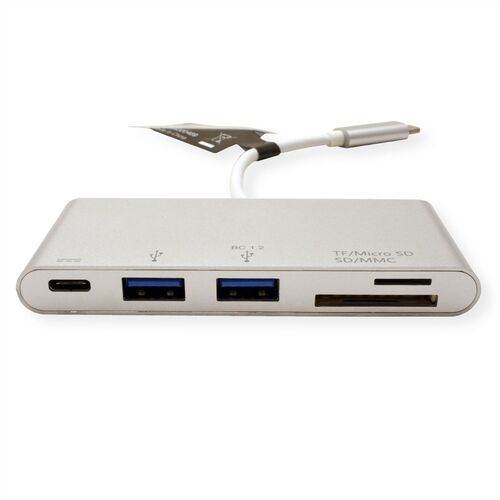 Lector/HUB de tarjetas ROLINE Tipo C + 2x USB 3.2 Gen 1, 1x PD (Power Delivery)