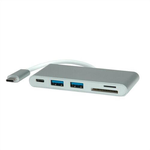 Lector/HUB de tarjetas ROLINE Tipo C + 2x USB 3.2 Gen 1, 1x PD (Power Delivery)