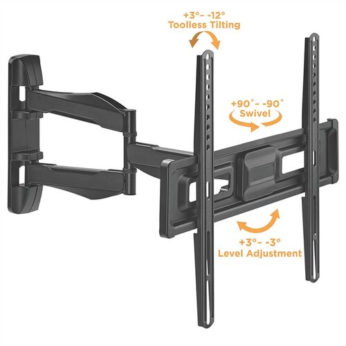 Soporte de TV de pared articulado sólido, hasta 177,8 cm (37" - 70"), negro VALUE