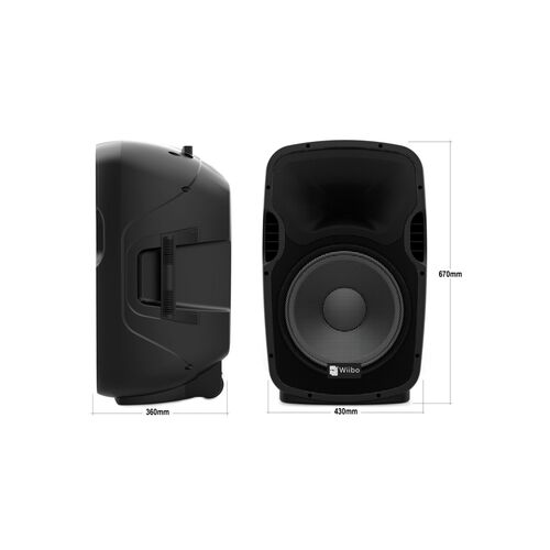 Wiibo Festa 15BT Altavoz Activo Profesional 15" 600W Pico Bluetooth + Soporte + Cable + Micrófono