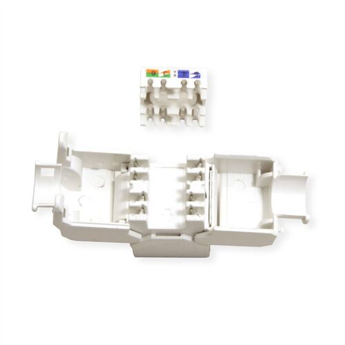 Conector  Cat.6A (Clase EA) Keystone, RJ-45, UTP, sin herramientas, plateado, blanco VALUE