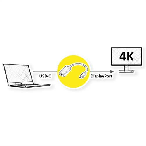 Adaptador Tipo C - DisplayPort (DP) , v1.2, M/H  STANDARD