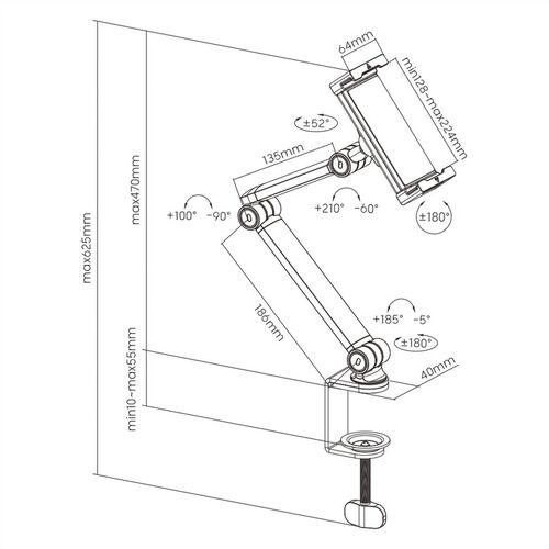 Soporte universal de sobremesa para tableta, blanco VALUE