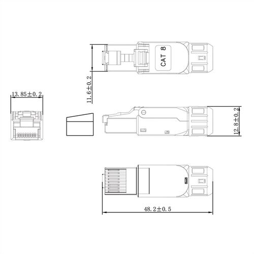 Conector RJ45 Cat.8 (Class I) Conector de campo Plug RJ45 VALUE