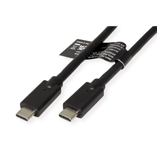 Cable USB3.2 Gen2x2, CC, M/M, 240W, con Emark, negro, 1 m ROLINE