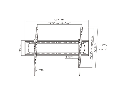 Soporte de TV de pared articulado sólido, < 120 kg, < 304,8 cm (60" - 120") VALUE