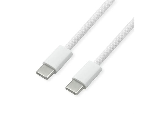 Cable USB 2.0, Tipo C-C, M/M, 60W, blanco, trenzado especial tablet y smartphone, 1 m VALUE