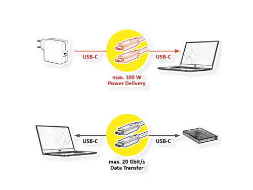 Cable USB4 Gen2x2, con Emark, C-C, M/M, 100W, negro, 2 m VALUE