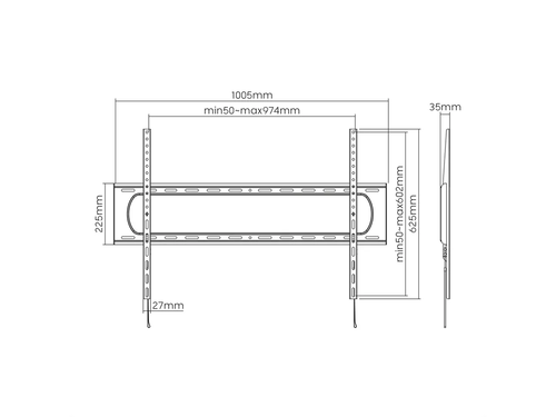 VALUE Ultra - Slim Heavy - Duty TV Wall Mount , <120 kg, <304,8cm (120), Fixed, 900x600