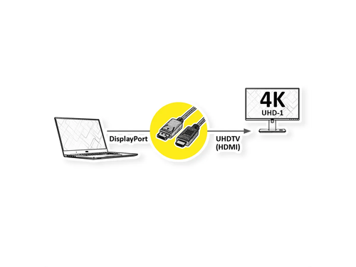 Cable DisplayPort , DP - UHDTV (HDMI), M/M, Negro , 1 m, STANDARD