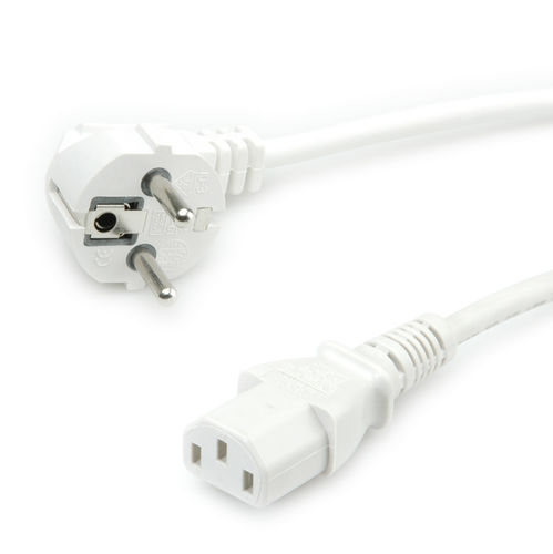 CABLE ALIMENTACION 1,8 M. SCHUKO ANGULADO -IEC320 C13, 10A BLANCO VALUE