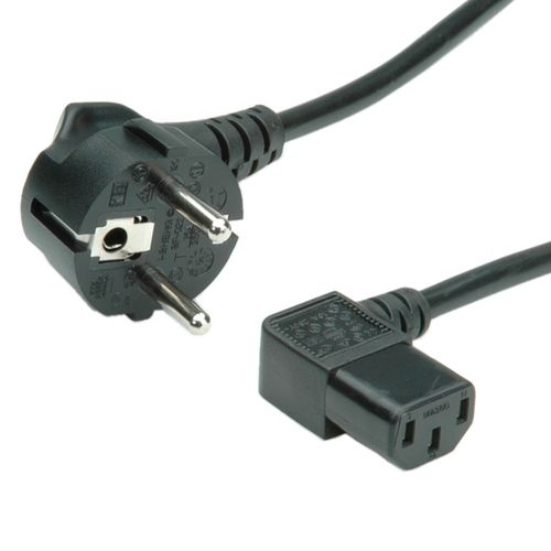 CABLE ALIMENTACION 1,8M CONECTOR SCHUKO ANGULADO - IEC320-C13 ANGULADO, NEGRO VALUE