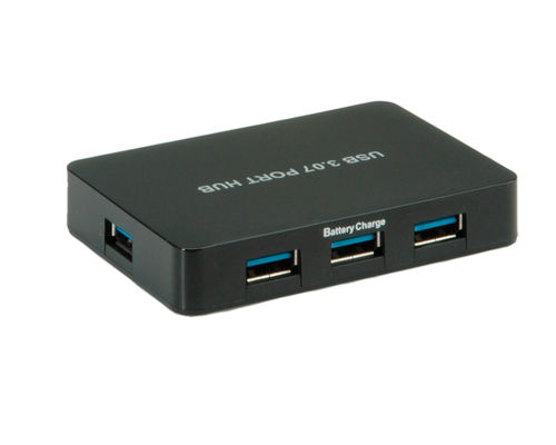 HUB USB 3.0 EXTERNO 7 PUERTOS CON ALIMENTACION NEGRO VALUE