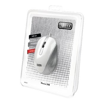 RATON USB SWEEX 1000 DPI BLANCO/PLATA