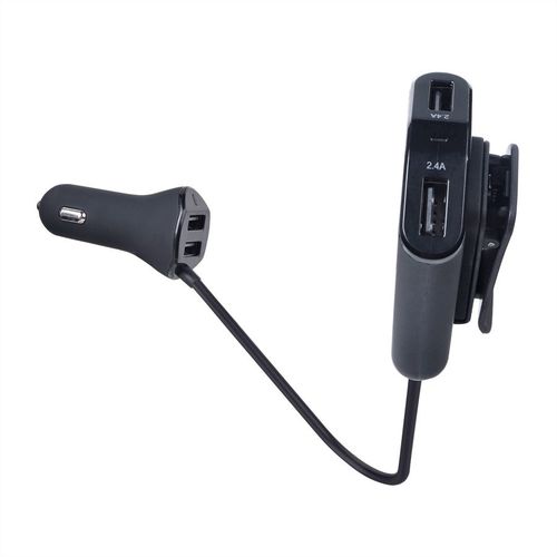 CARGADOR USB 2.0  2 PUERTOS COCHE + 2 DE EXTENSION 48 W (4X 5V DC, 2.4A) VALUE