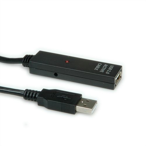 CABLE DE EXTENSION A M/A H USB 2.0 ACTIVO NEGRO 30 M VALUE