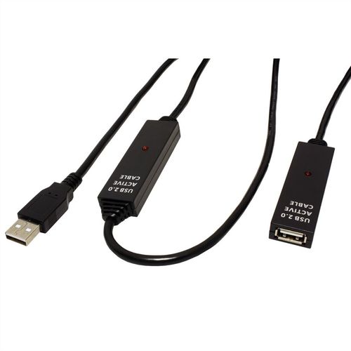 CABLE DE EXTENSION A M/A H USB 2.0 ACTIVO NEGRO 30 M VALUE