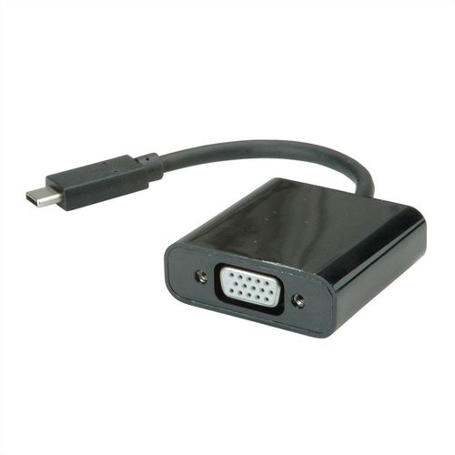 CONVERTIDOR USB TIPO C 3.1 MACHO - VGA HEMBRA CON AUDIO 15 CMS NEGRO VALUE