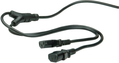 CABLE ALIMENTACION 2 M. SCHUKO ANGULADO - 2 X IEC320 C13, 10A, DIVISOR DE RED-2 CPU, NEGRO,  ROLINE