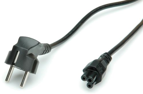 CABLE ALIMENTACION 1,8 M. CONECTOR SCHUKO ANGULADO - IEC320 C5, PARA NOTEBOOK COMPAQ-IBM (TRIPLE-TREBOL), NEGRO VALUE